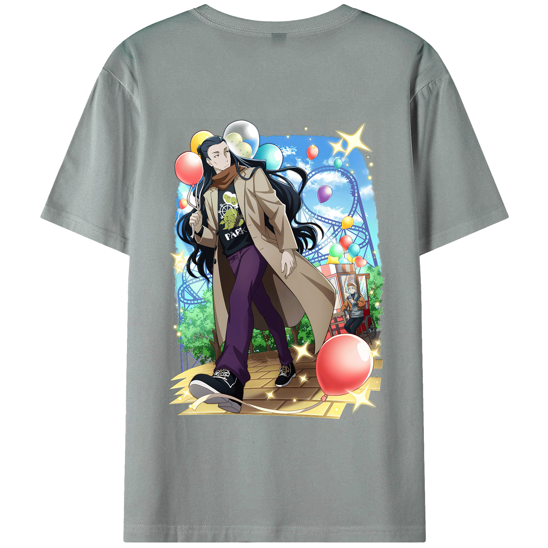 （画像用） 文豪ストレイドッグス Bungo Stray Dogs 綿100％ メンズ半袖Tシャツ（バックプリント） 通気性